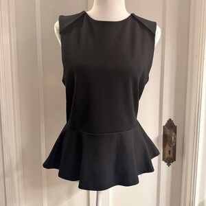 W118 by Walter Baker Sleeveless Zip Stretch Peplum Blouse Top in Black Size M